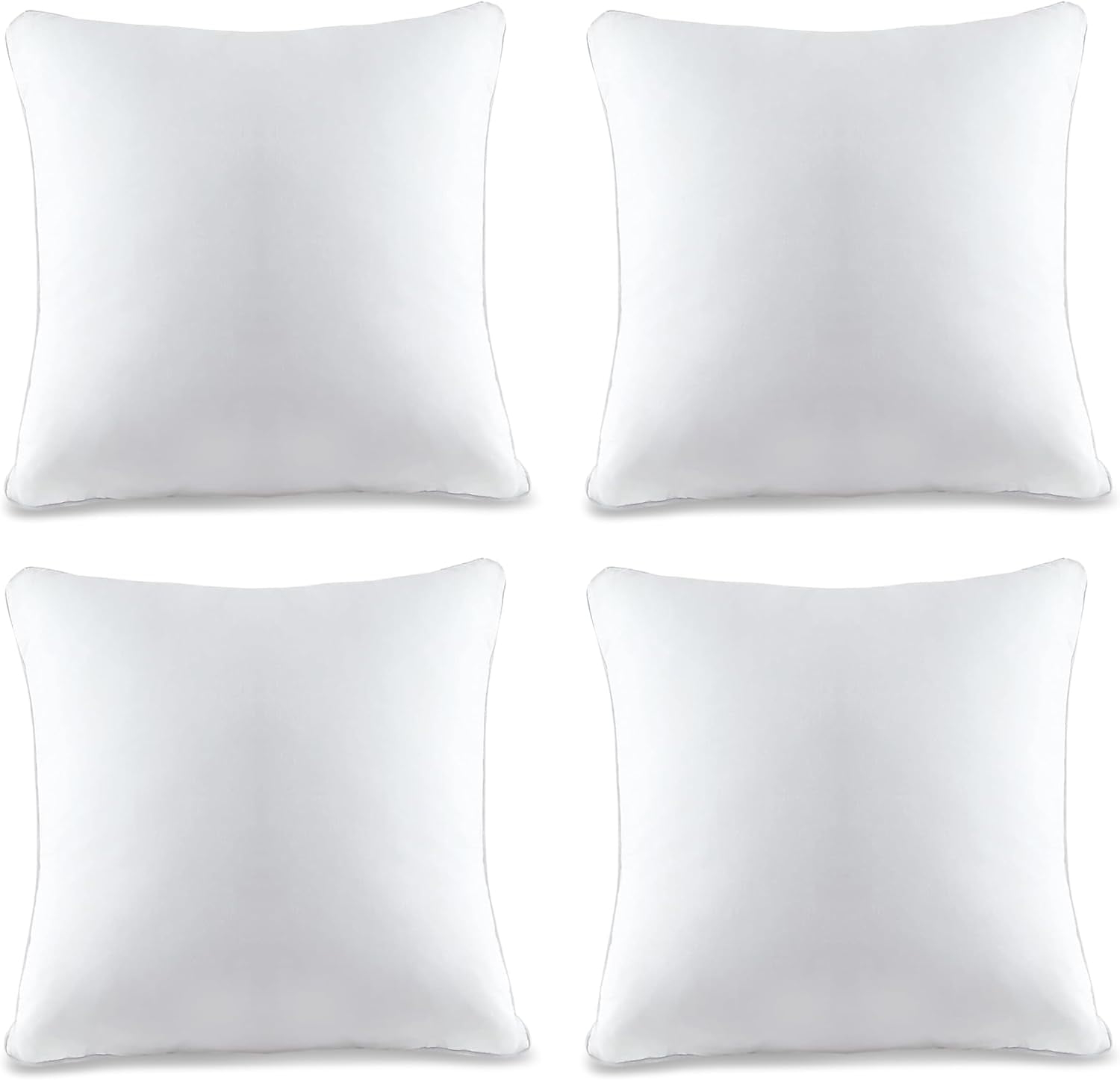 A1 Home Collections Pilow Pack of 4 Down Alternative Throw Pillow Inserts, 18x18 Inch, White 4 Count