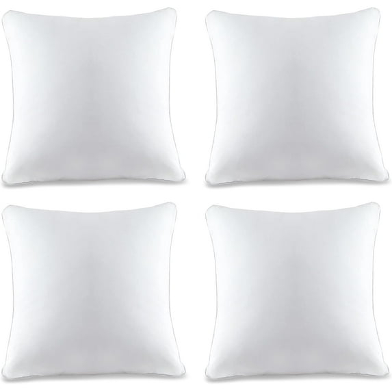 A1 Home Collections Pilow Pack of 4 Down Alternative Throw Pillow Inserts, 18x18 Inch, White 4 Count
