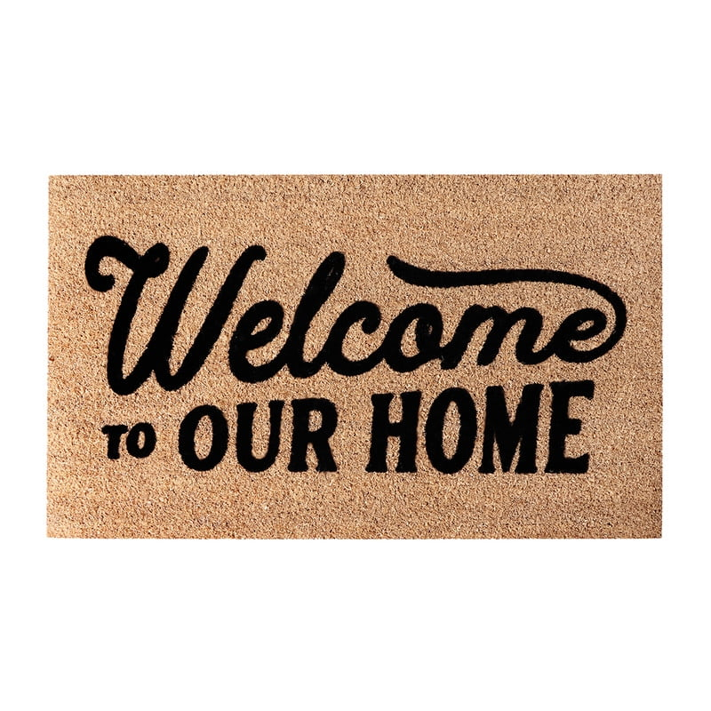 A1HC Natural Coir Flocked Doormat with Heavy Duty Non-Slip PVC Backing Easy to Clean, Fade Resistant, Pet Friendly Outdoor Welcome Mat, Low-Profile Durable Doormat 18"X30"