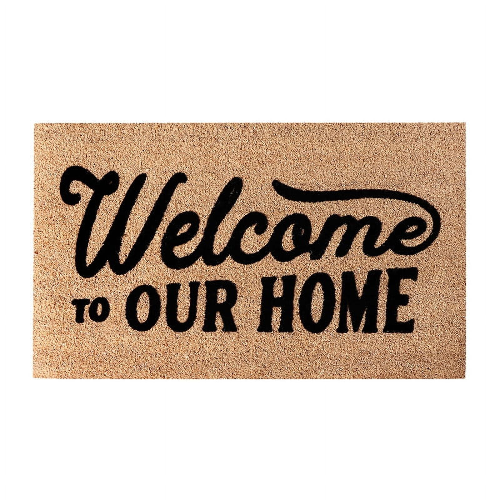 A1HC Natural Coir Flocked Doormat with Heavy Duty Non-Slip PVC Backing Easy to Clean, Fade Resistant, Pet Friendly Outdoor Welcome Mat, Low-Profile Durable Doormat