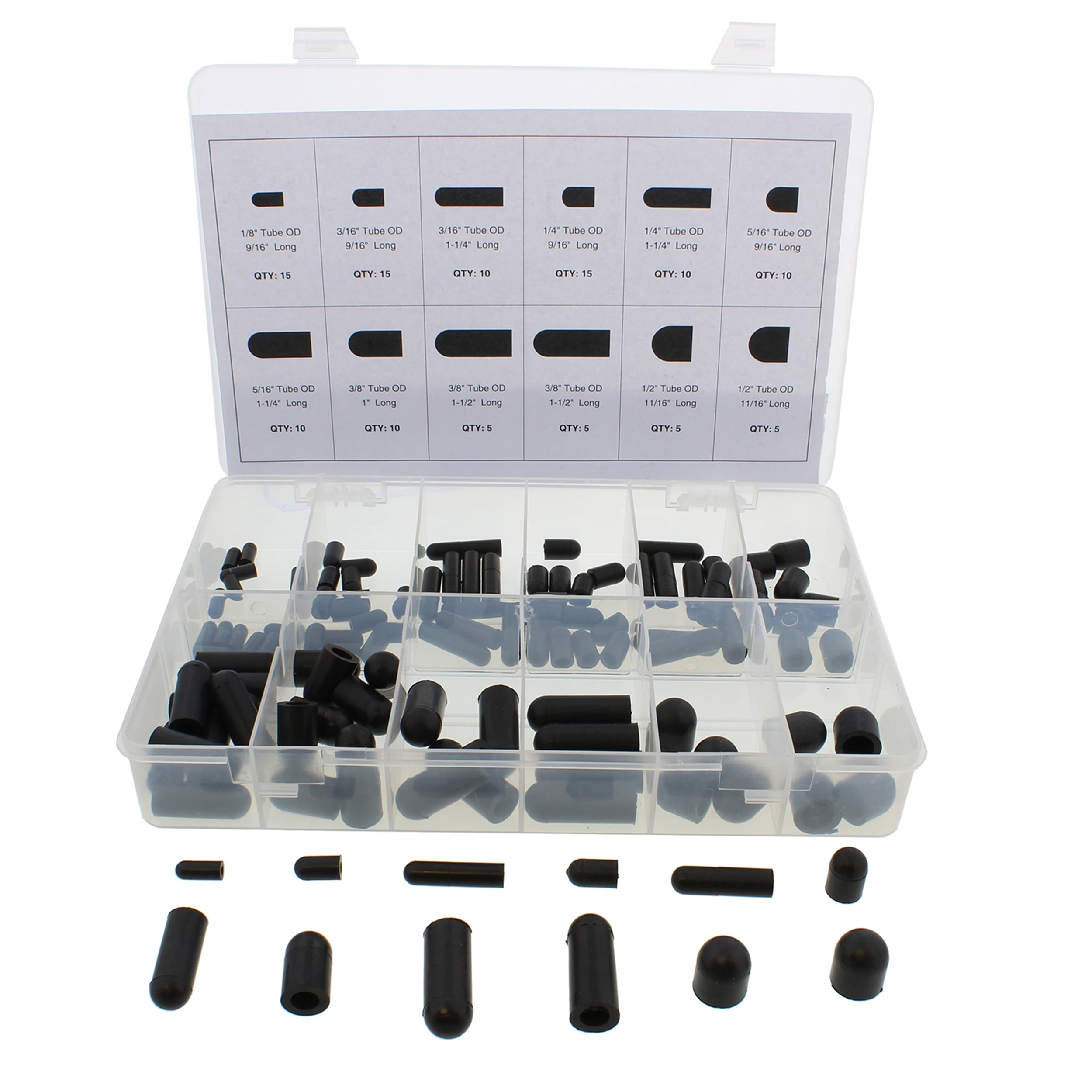 ABN Rubber Vacuum Cap 115-Piece Assortment Set – Automotive Hose Line Caps Kit