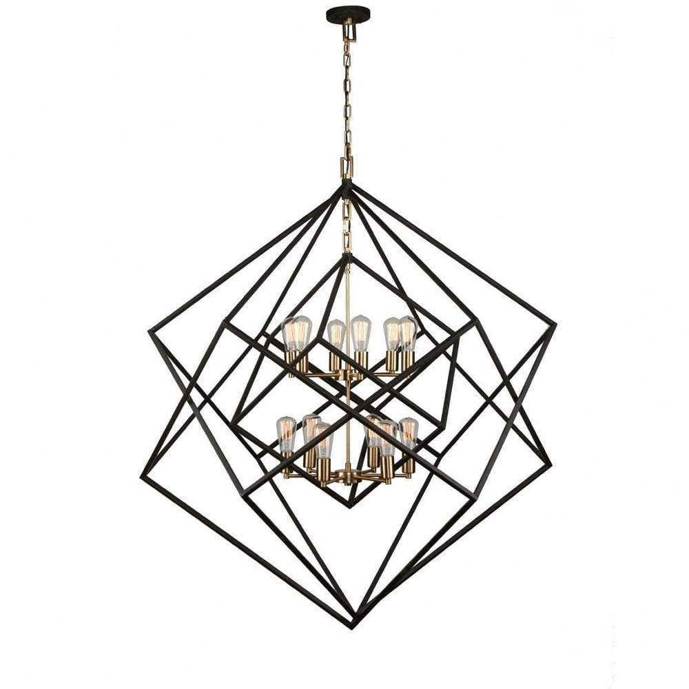 AC11112-Artcraft Lighting-Artistry - 12 Light Chandelier-Matte Black/Harvest Brass Finish    -Traditional Installation