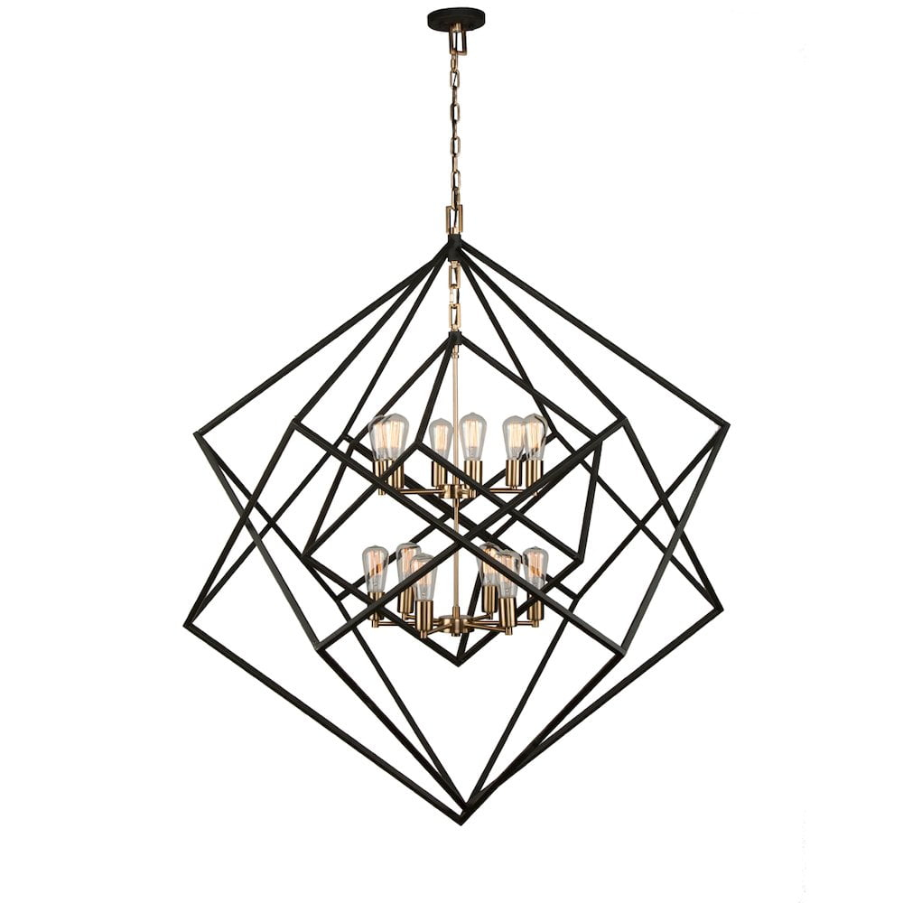 AC11112-Artcraft Lighting-Artistry - 12 Light Chandelier-Matte Black/Harvest Brass Finish    -Traditional Installation