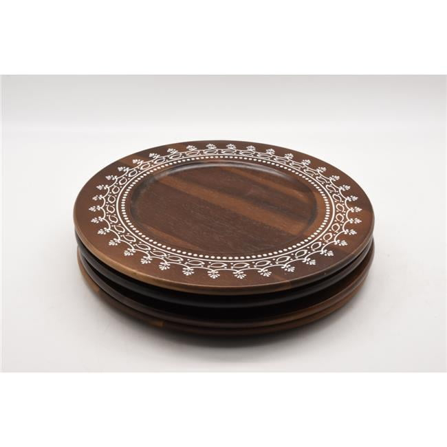 WHITE LABEL Acacia Wooden Charger Plate 4Pcs/Set