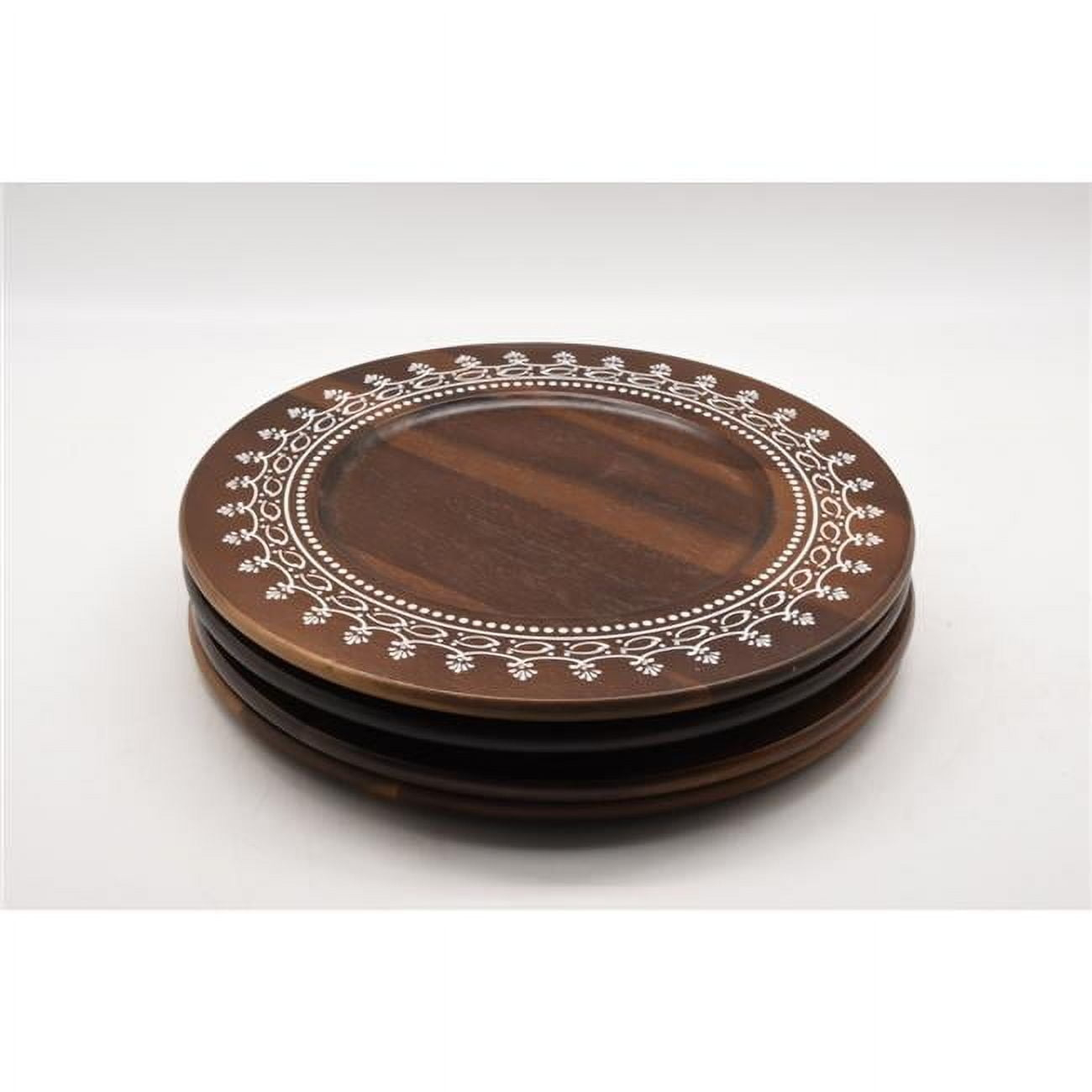 WHITE LABEL Acacia Wooden Charger Plate 4Pcs/Set
