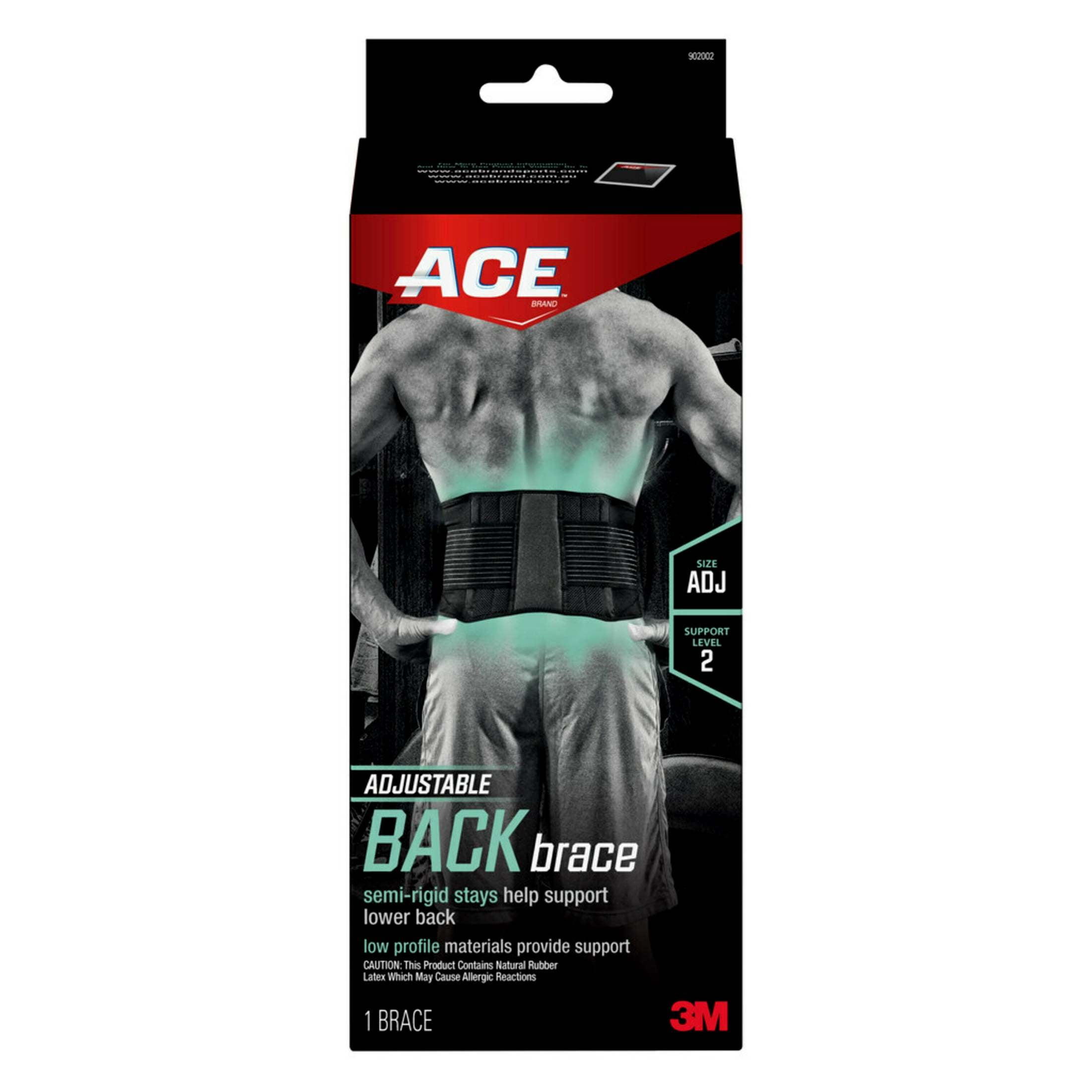 ACE Brand Adjustable Back Brace, Black, 1 Brace