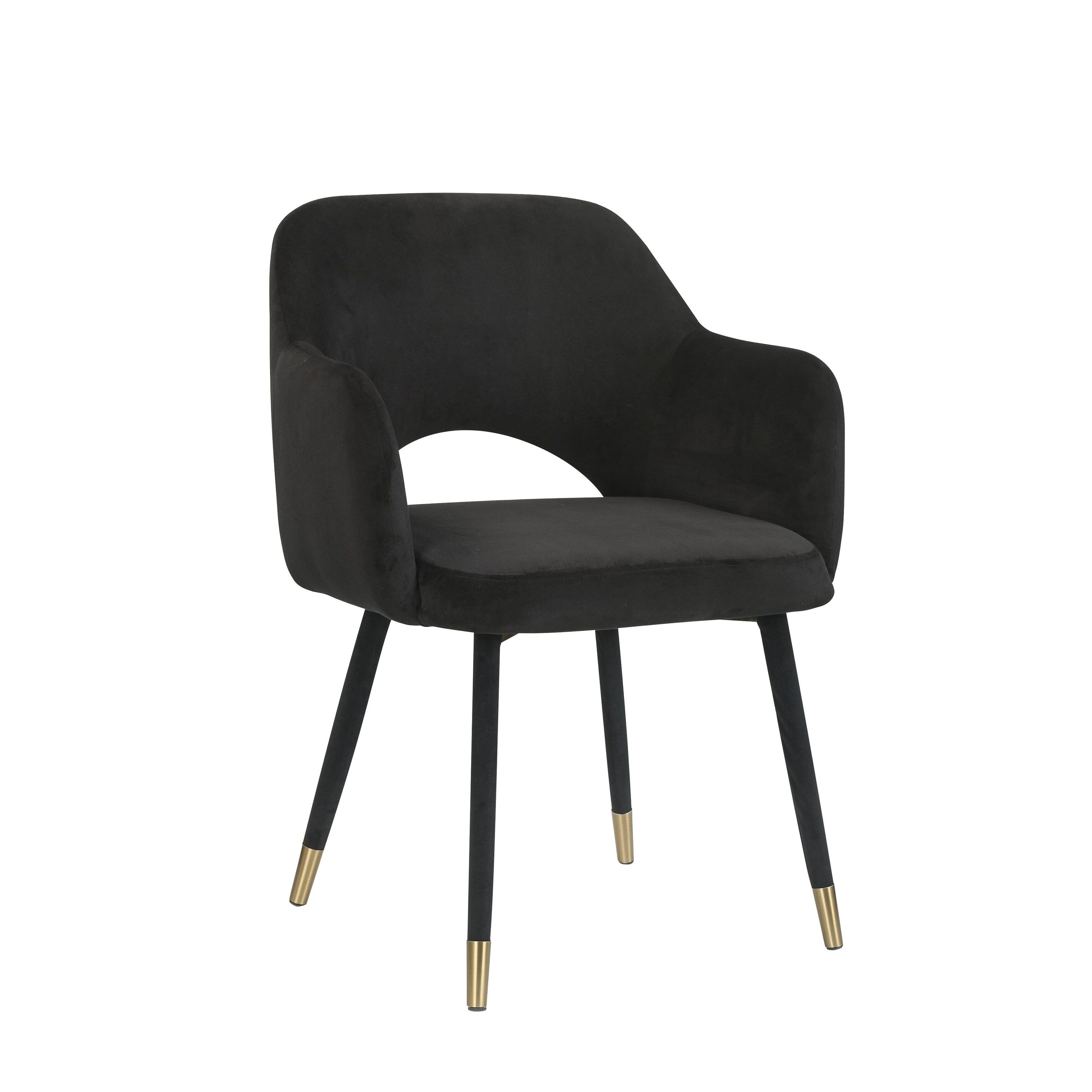 Applewood Accent Chair, Leisure Accent Chair with Arms on Side Corner, Modern Velvet Accent Chair with Solid Wood Legs, Upholstered Desk Chair, for Bedroom Living Room, Dorm, Black