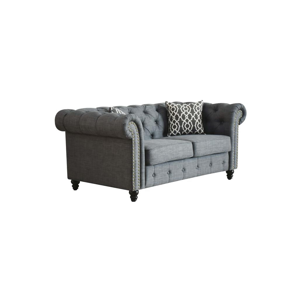 Acme Furniture Aurelia Loveseat w/2 Pillows, Gray Linen