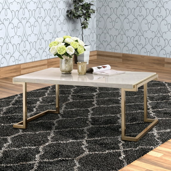 Adrinfly Boice II Coffee Table in Faux Marble & Champagne 82870