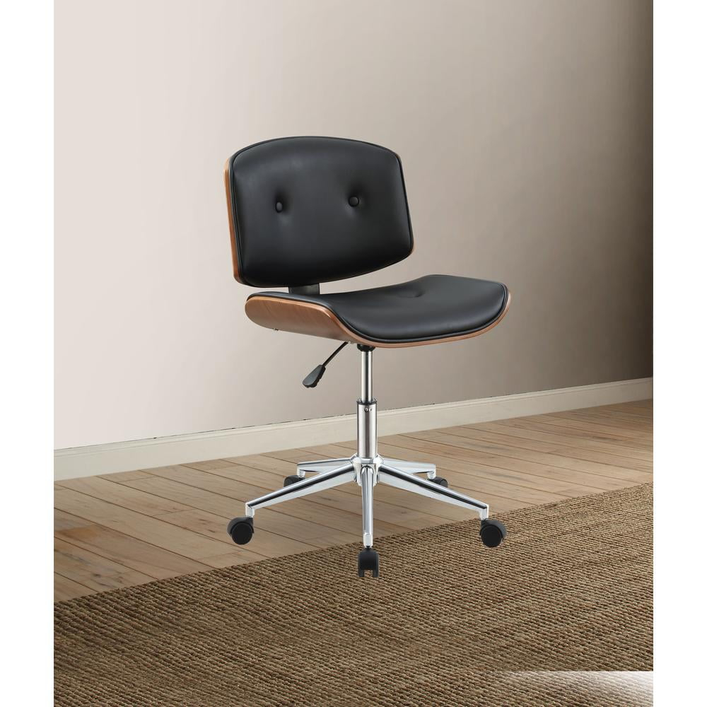 Miekor Furniture Camila Office Chair in Black Pu & Walnut