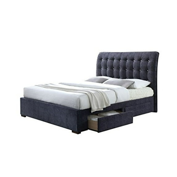 Acme Furniture Drorit Eastern King Bed w/Storage, Dark Gray Fabric (1Set/5Ctn)