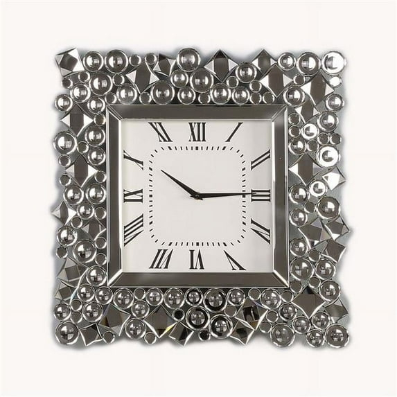 ACME Furniture  19 x 2 x 19 in. Kachina Wall Clock, Mirrored & Faux Gems