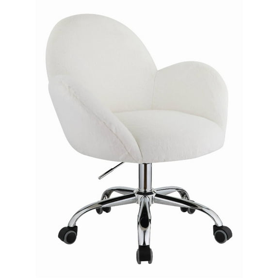 Acme Furniture ACME Jago Office Chair, White Lapin & Chrome Finish