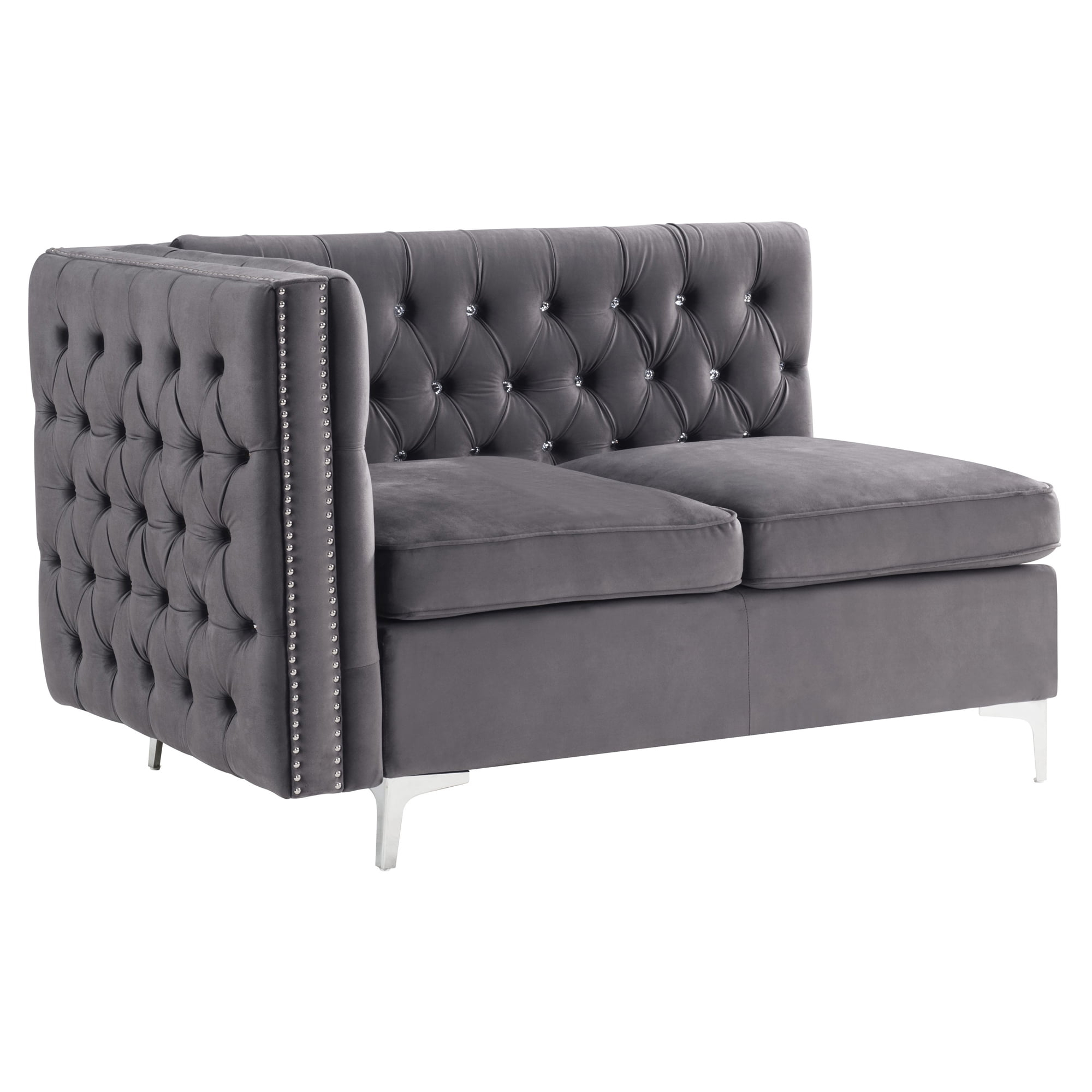 ACME Jaszira Armless Modular Loveseat with 2 Pillows in Gray