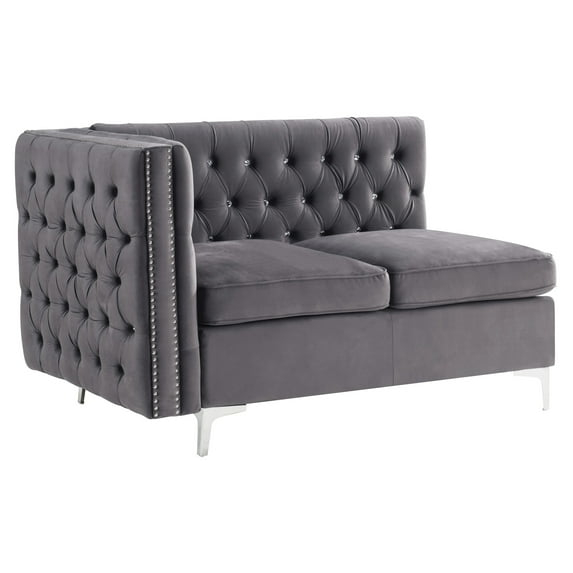 ACME Jaszira Armless Modular Loveseat with 2 Pillows in Gray