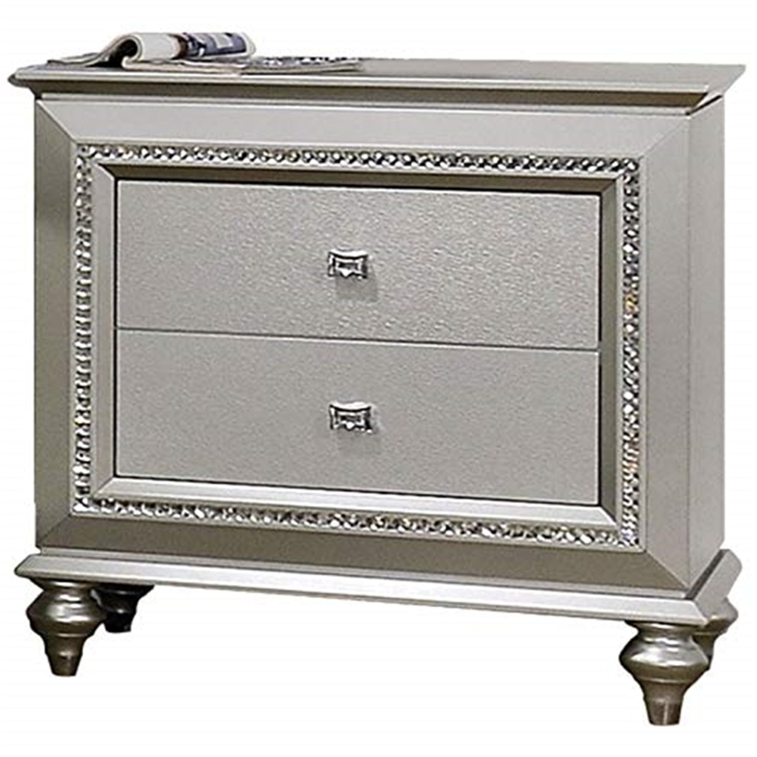 ACME Kaitlyn 2-Drawer Wooden Nightstand in Champagne White