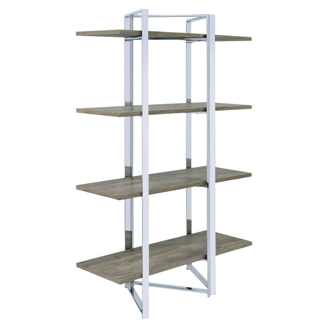 ACME Libby Bookshelf in Chrome and Oak