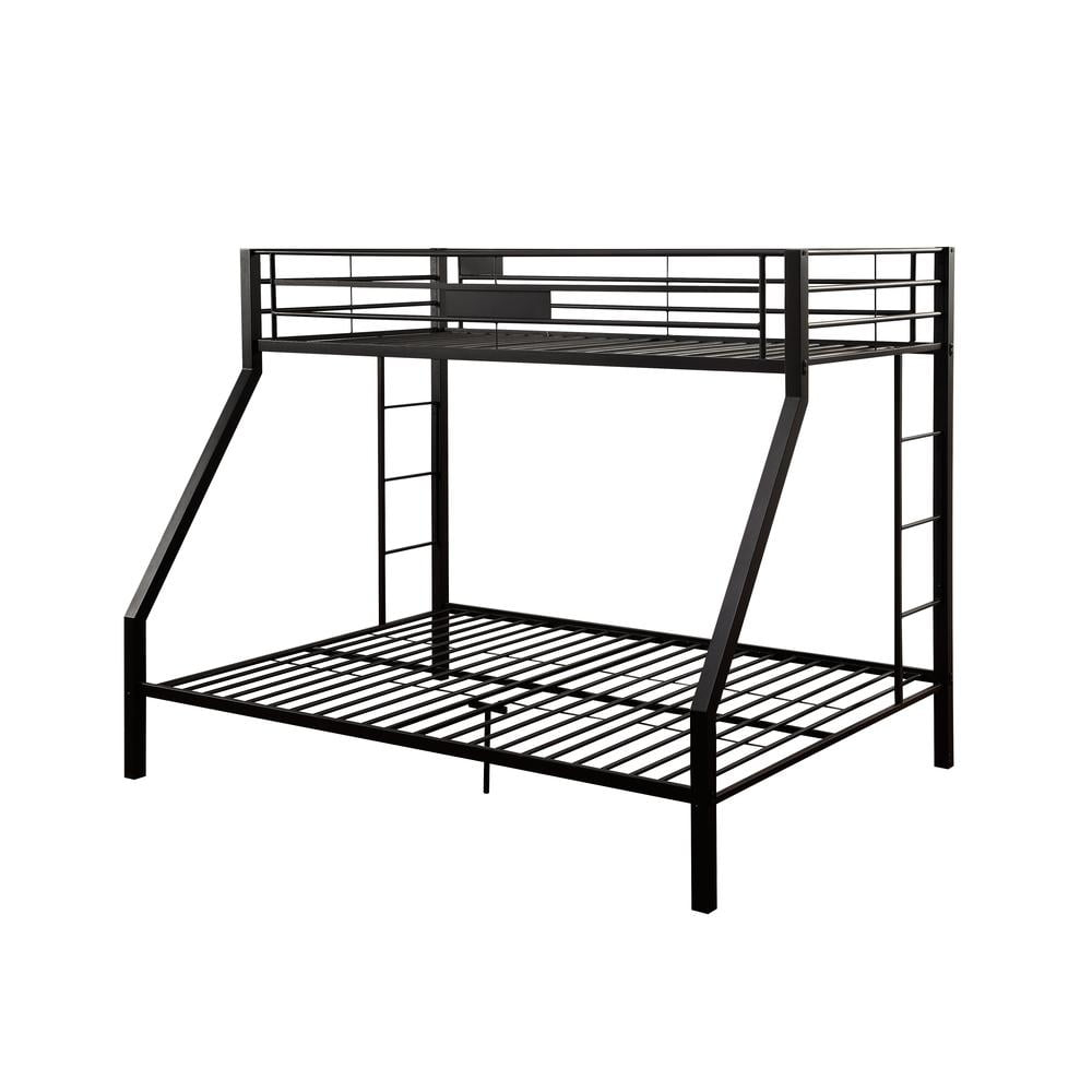 ACME Limbra Twin XL/Queen Bunk Bed Frame w/ Ladders & Guardrail, Black Sand