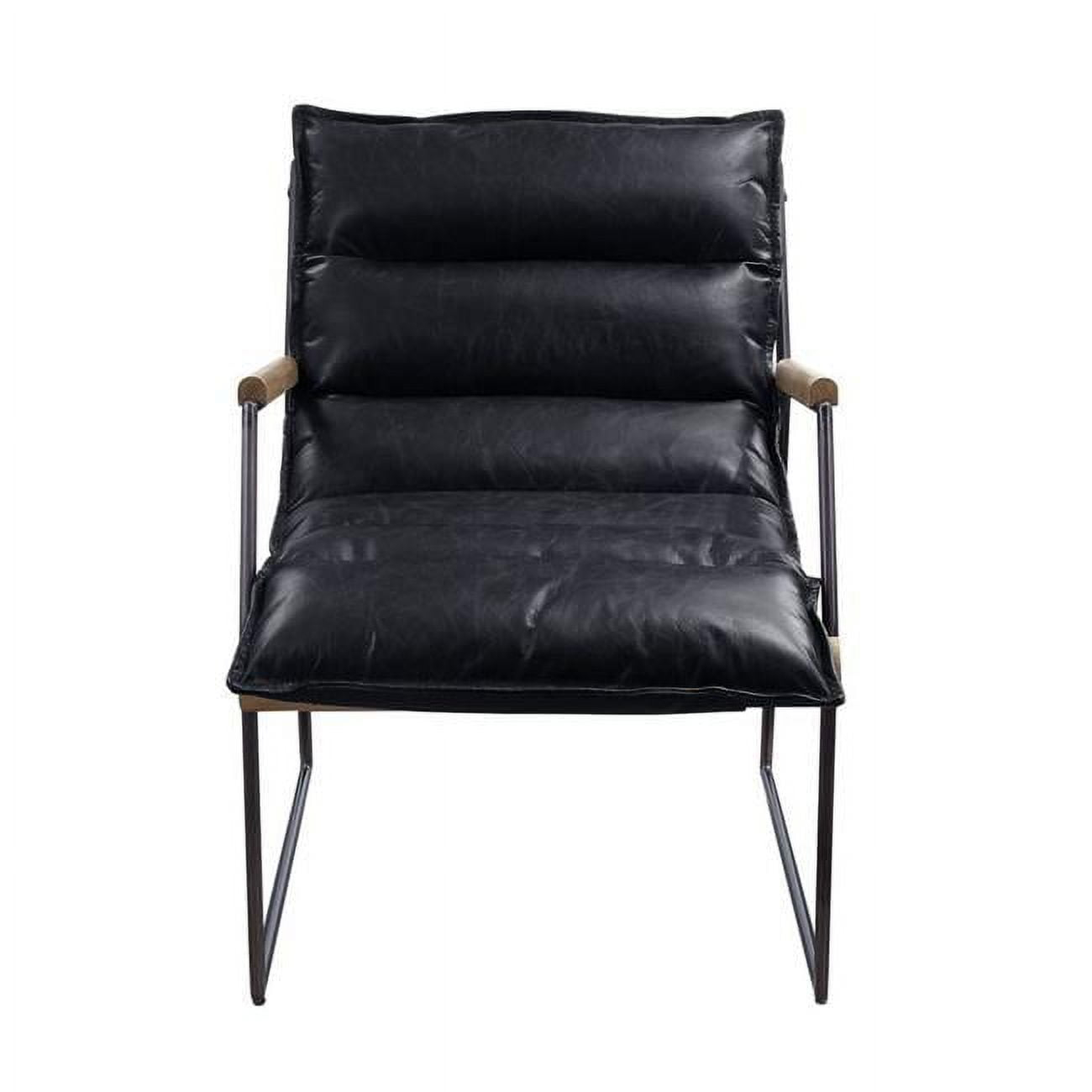 ACME Luberzo Top Grain Leather Upholstered Accent Chair in Distress Expresso