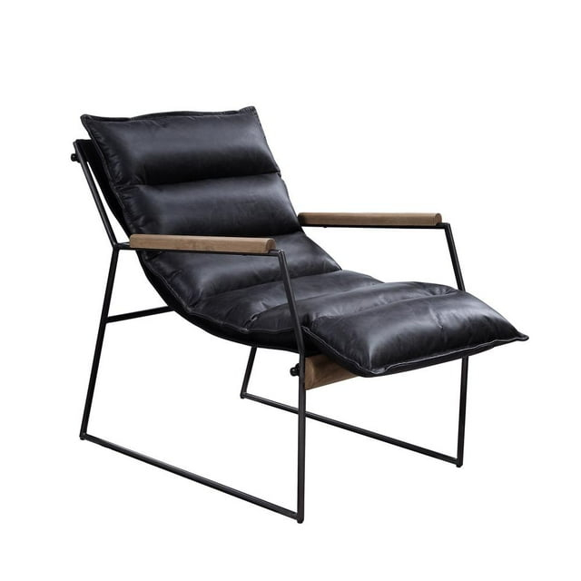 ACME Luberzo Top Grain Leather Upholstered Accent Chair in Distress Expresso