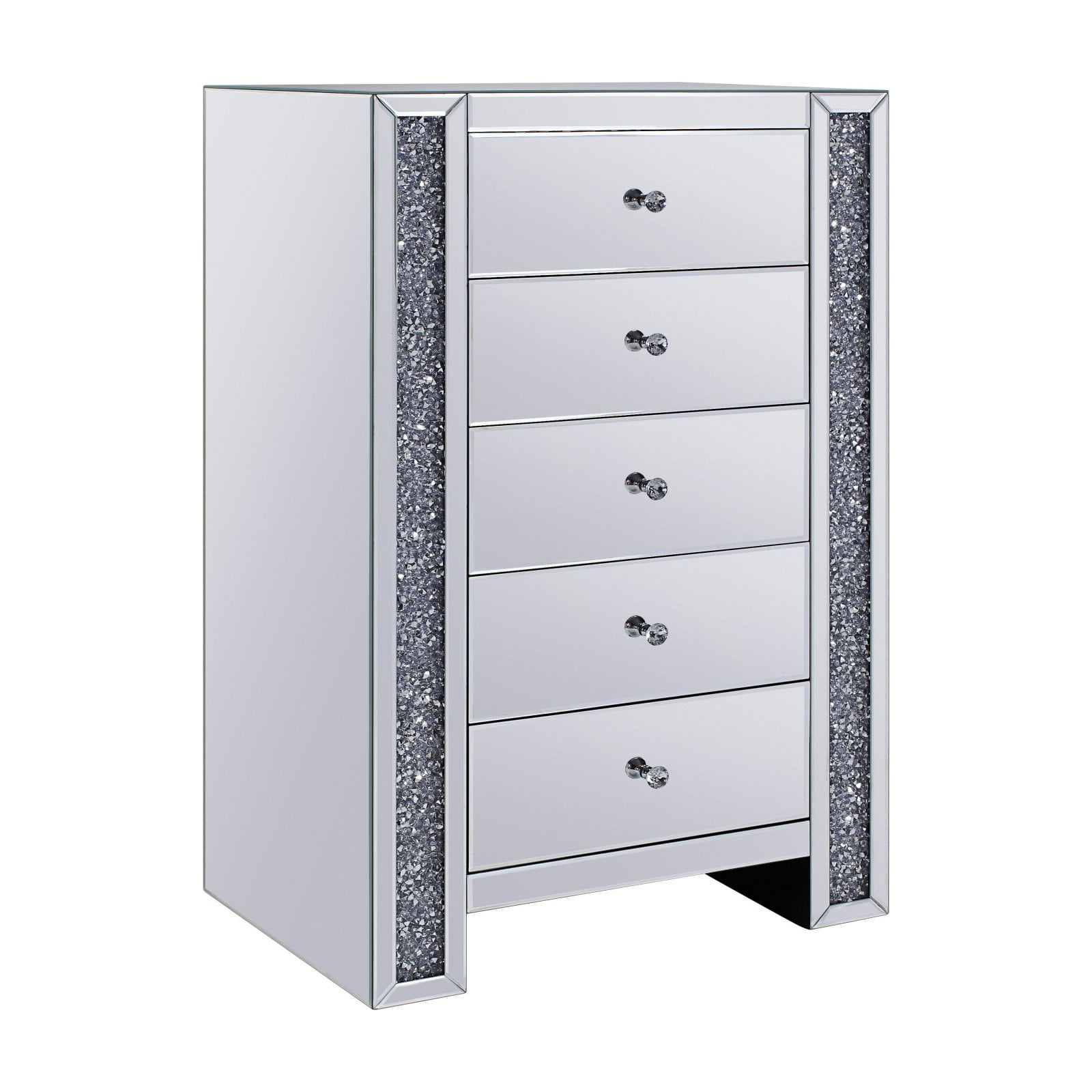 ACME Noralie 5-Drawer Console Table in Mirrored and Faux Diamonds