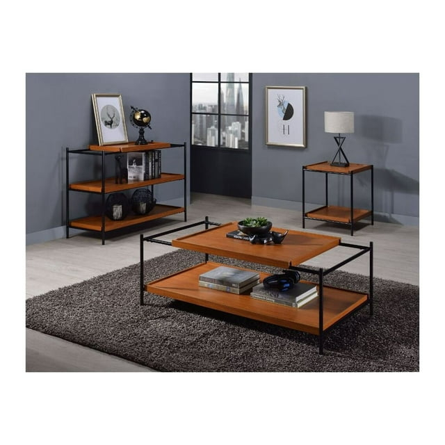 CoSoTower Coffee Table, Honey Oak & Black