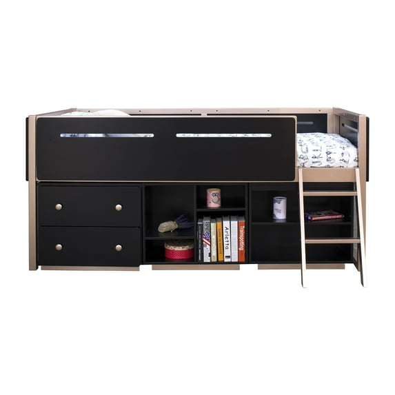 Prescott Bookshelf (2 Compartments) in Black & Rose-Gold