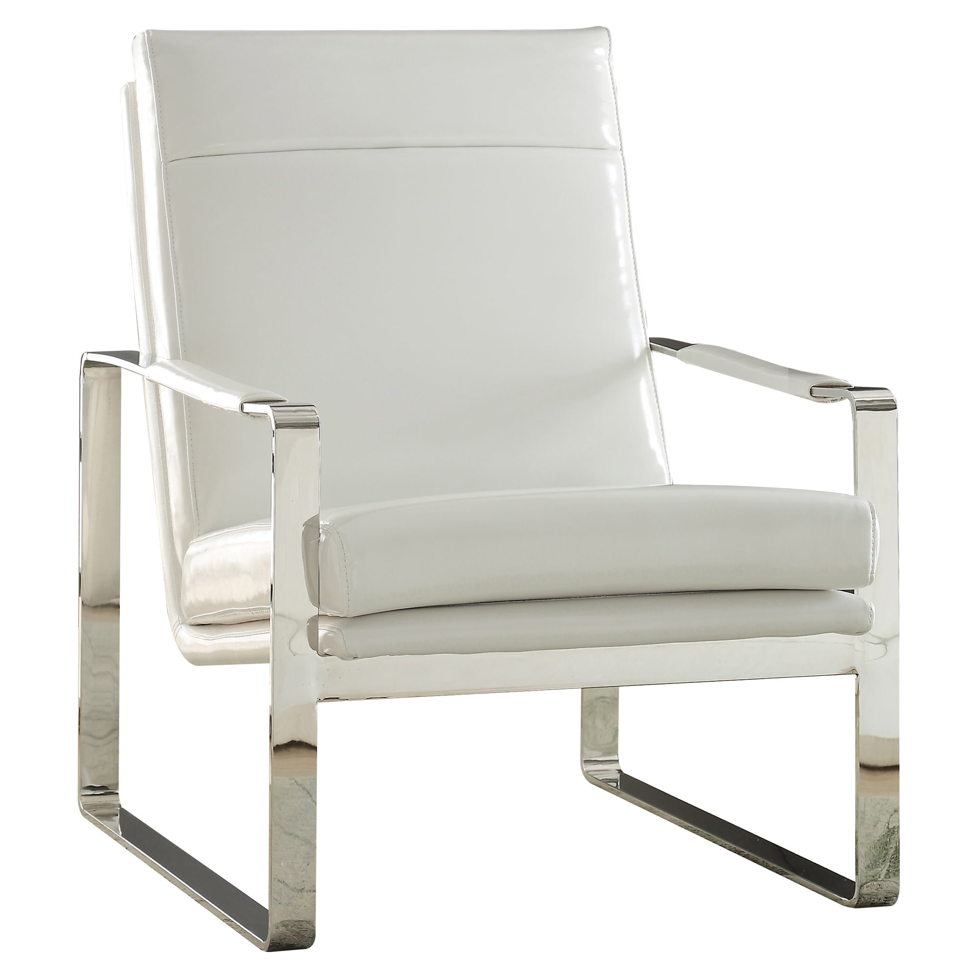 ACME Rafael Upholstery Accent Chair in White and Stainless Steel