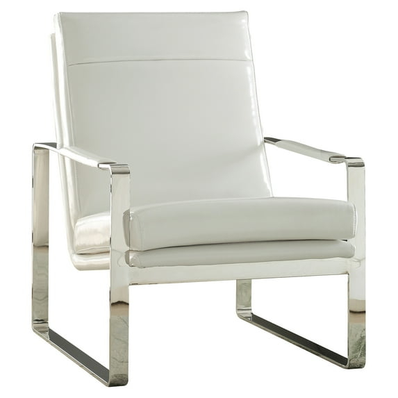 ACME Rafael Upholstery Accent Chair in White and Stainless Steel