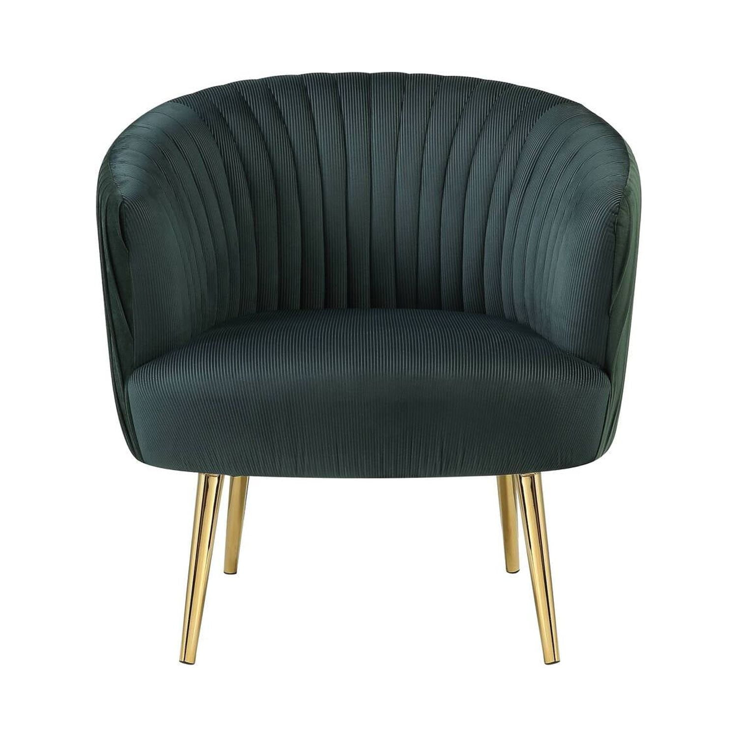 ACME Sigurd Velvet Upholstered Accent Chair in Gold And Green