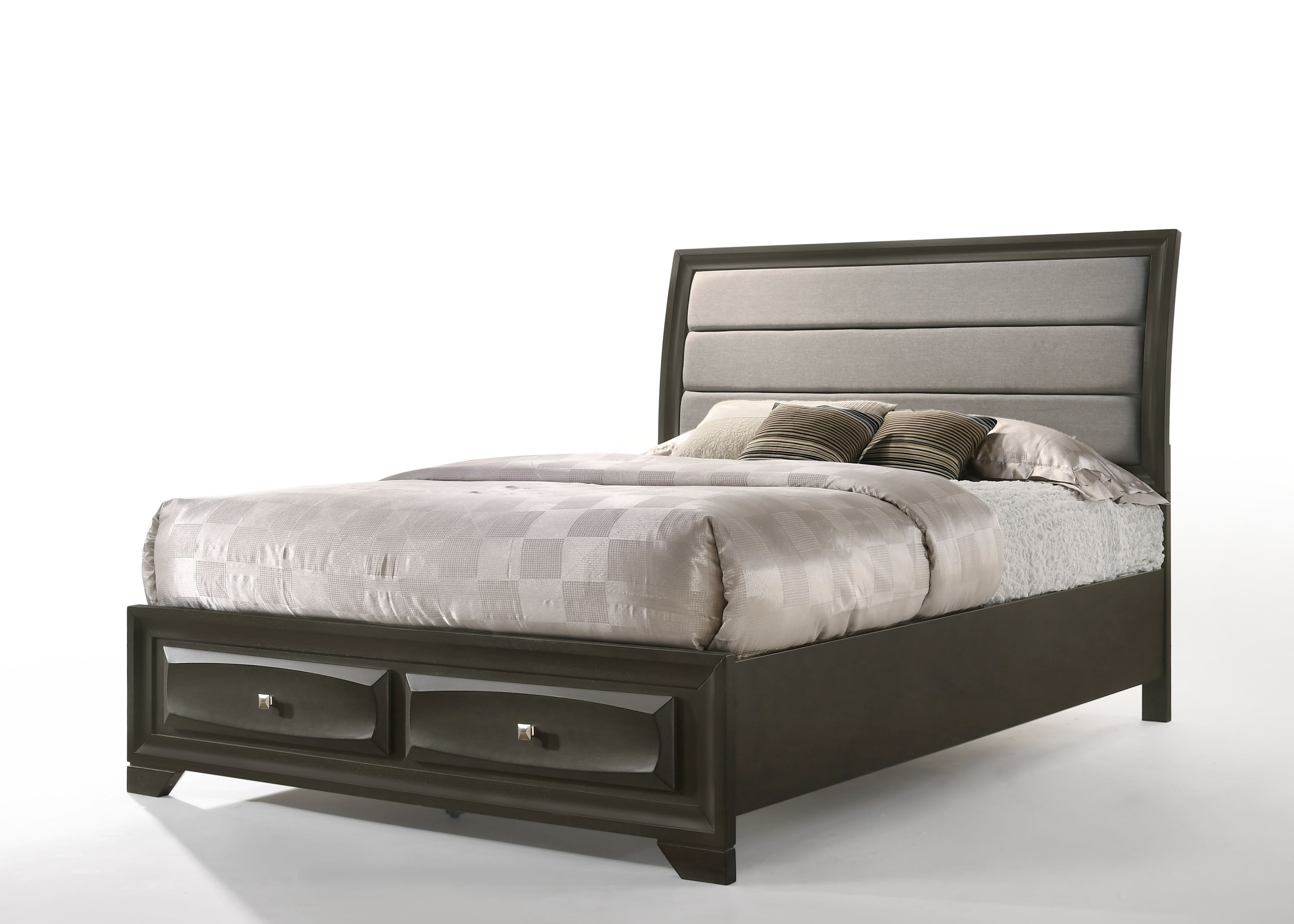 ACME Soteris Storage Platform Bed in Light Gray and Antique Gray, Multiple Sizes