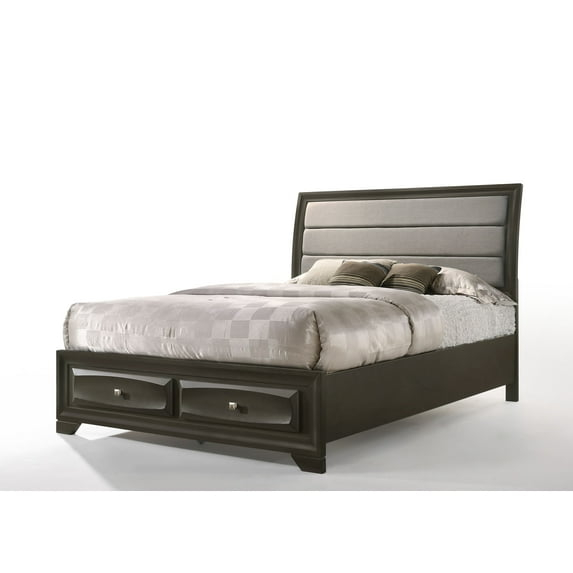 ACME Soteris Storage Platform Bed in Light Gray and Antique Gray, Multiple Sizes