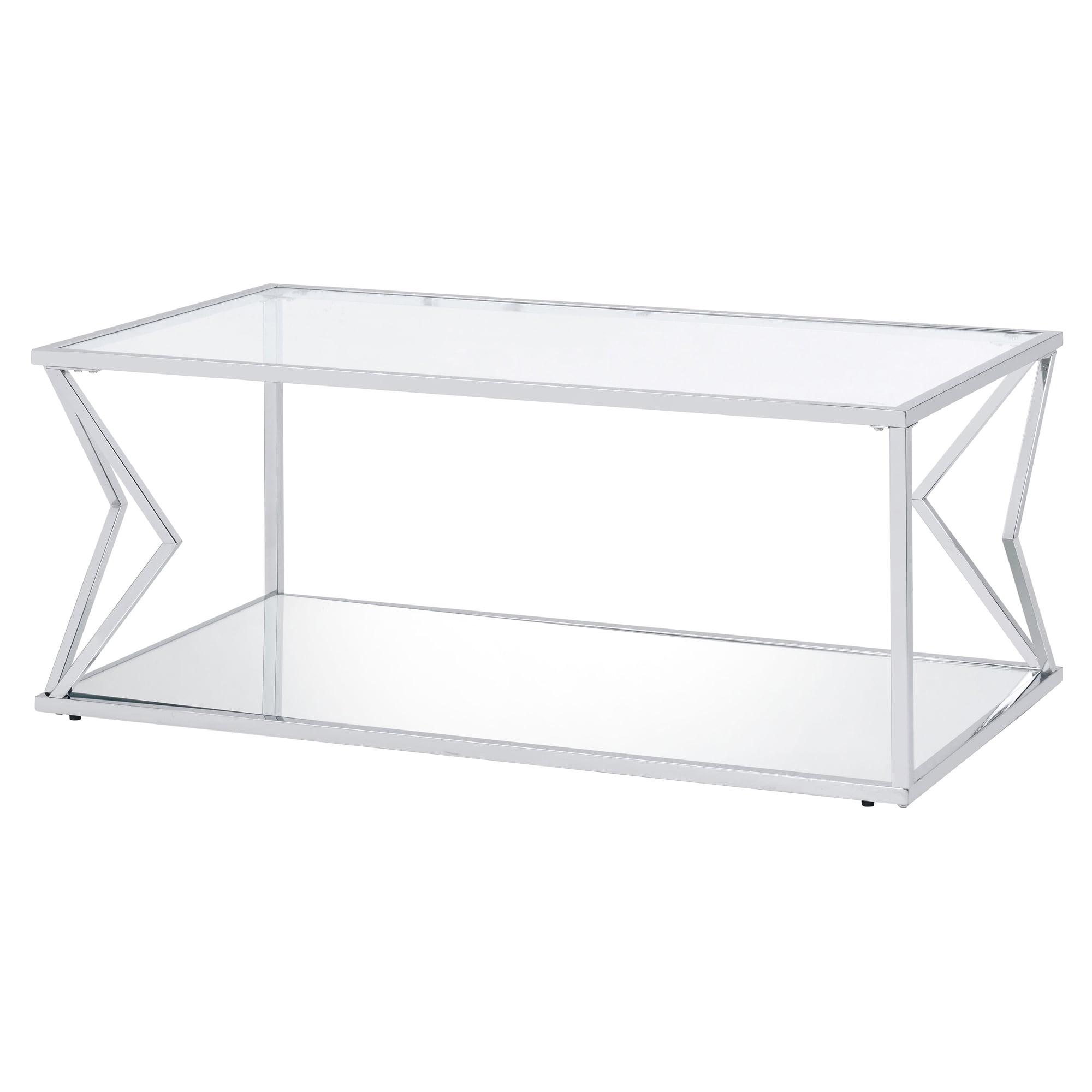Coffee Table, Clear Glass & Chrome Finish