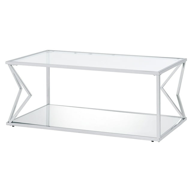 Coffee Table, Clear Glass & Chrome Finish