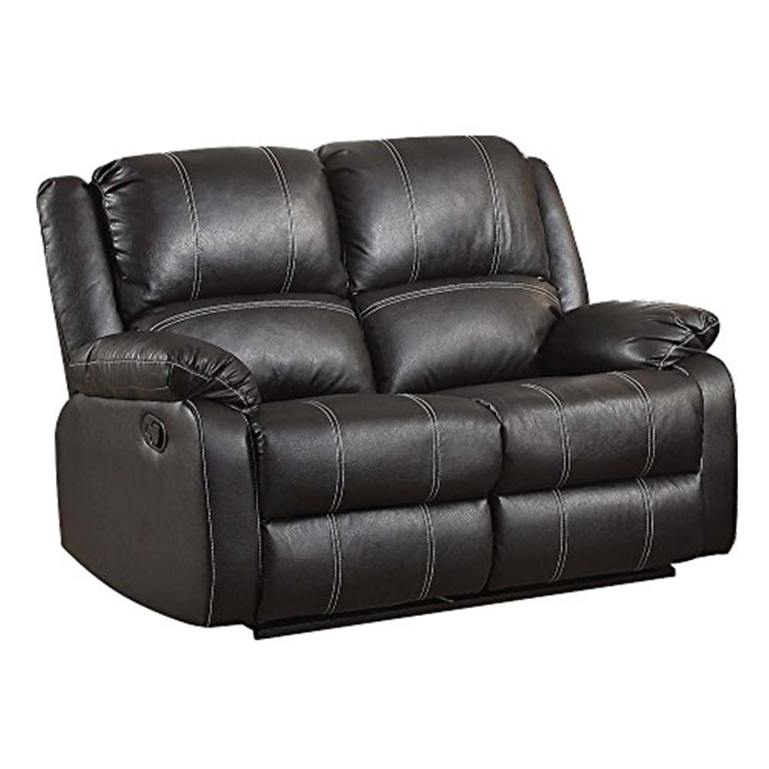 Acme Zuriel Faux Leather Motion Reclining Loveseat in Black