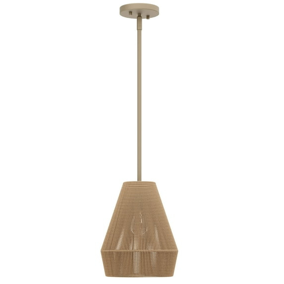 ACROMA  1-light Farmhouse Coastal Rattan Kitchen Island Pendant - 10'' D * 62'' H Brass/ Natural