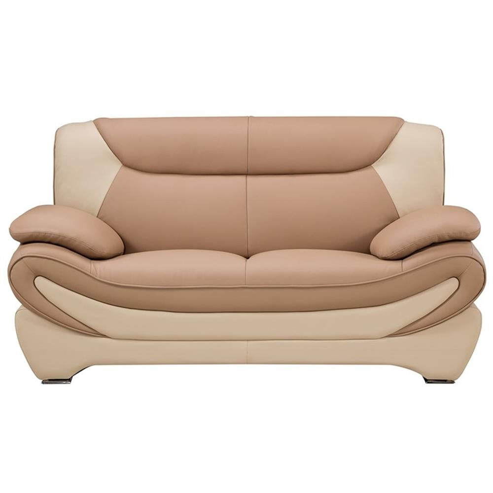 AE209 Camel (Tan) and Ivory Color With With Faux Leather Loveseat