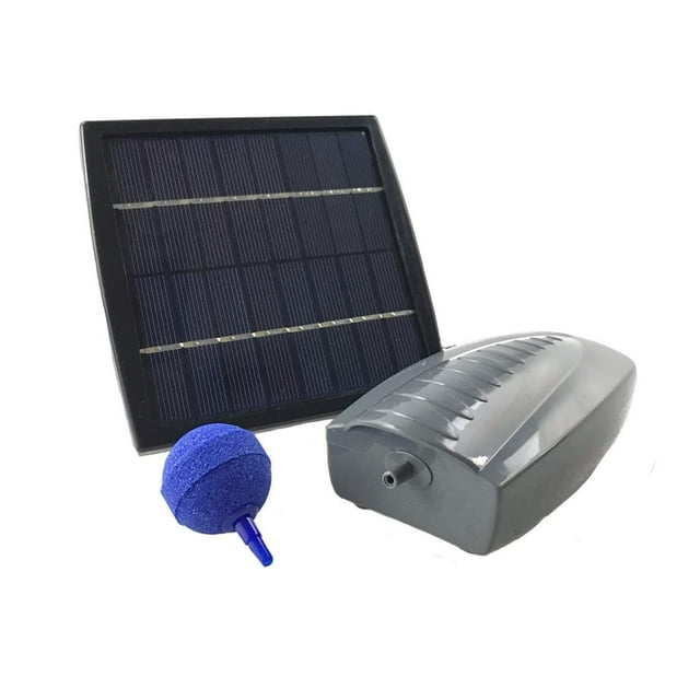 AEO Bomba de Aire con Energía Solar Kit: de una Piedra de Aireación, Bomba de Aire de 2 Lpm y Panel Solar de 1,5 W para Estanques de Peces, Acuicultura, Hidroponía y Burbujas