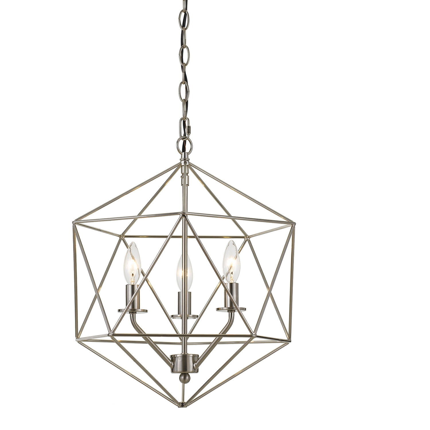 AFLighting Bellini 3 Light Modern Metal Wire Shade Brushed Nickel Hardwires Chandelier