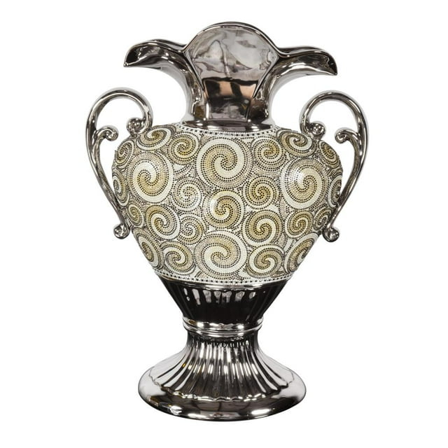 AFD Silver Black Crystal Handle Vase