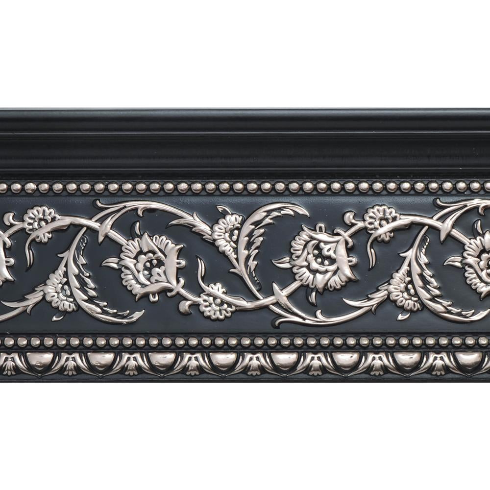 AFD Silver Floral and Black Crown Moulding 94 Inch