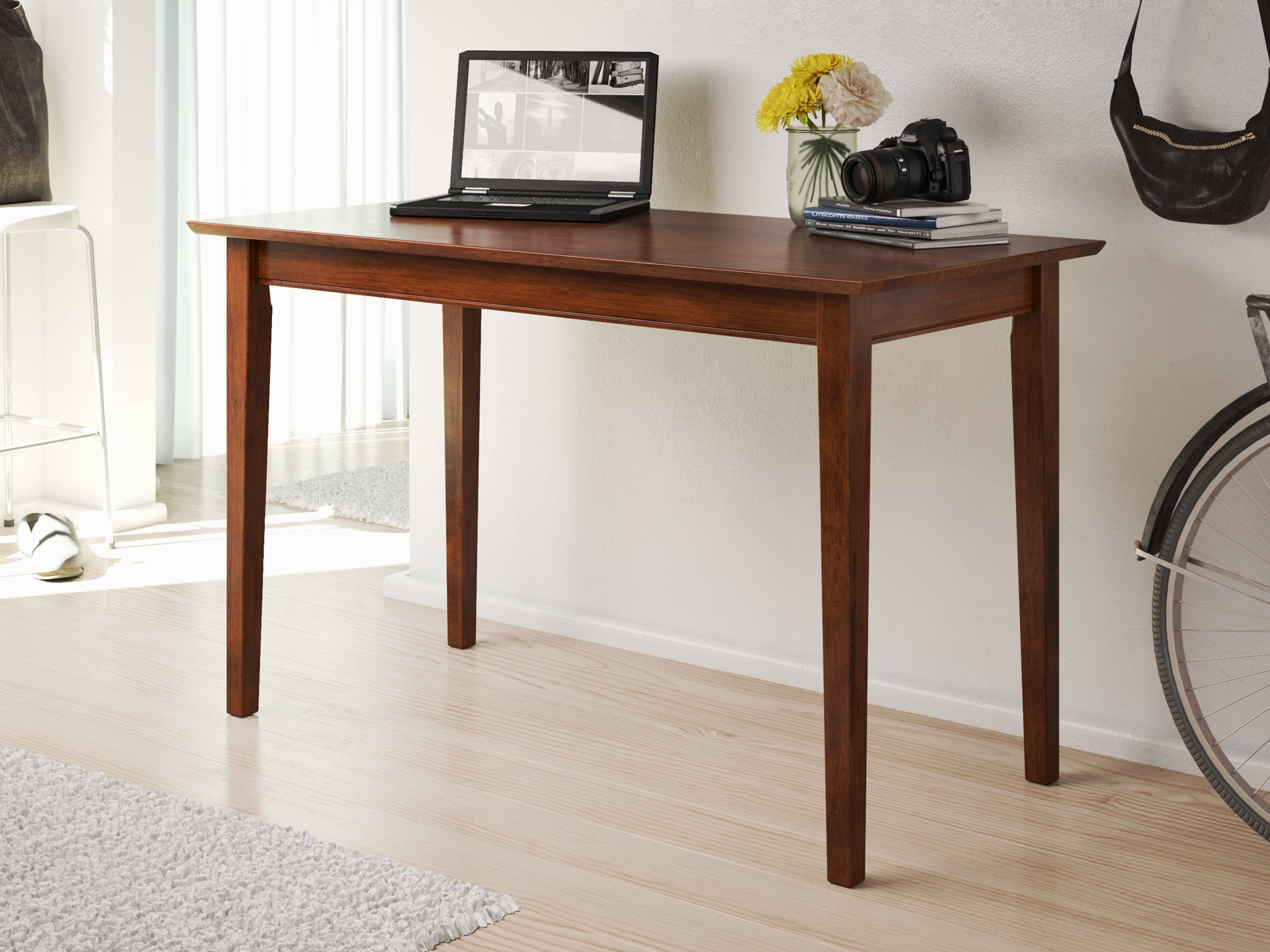 AFI 48" Solid Wood Shaker Design-Home Office, Laptop Computer Work Study Desk with USB Charger in Walnut