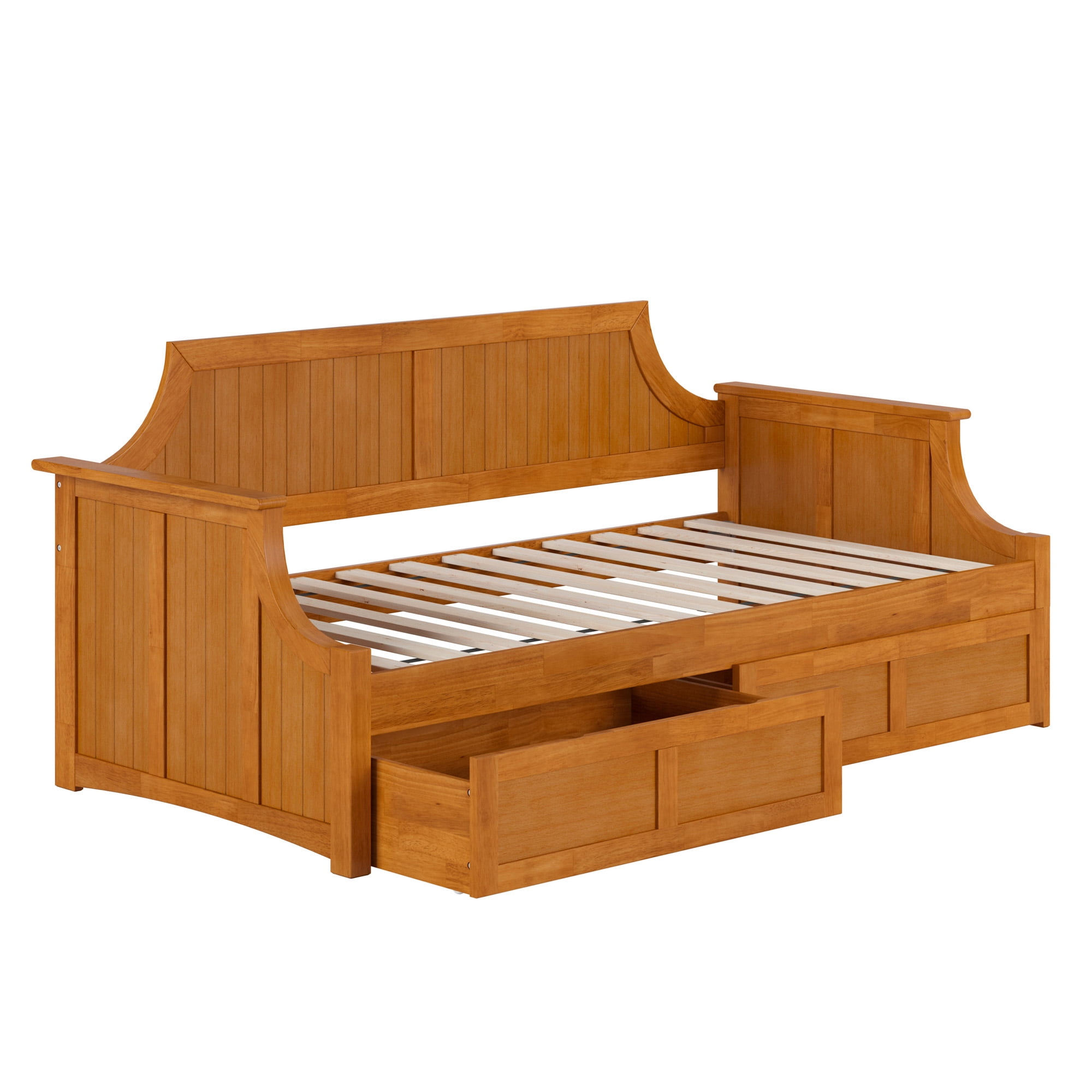 AFI Cambridge Wood Twin Size Daybed Frame with 2 Storage Drawers, Light Toffee