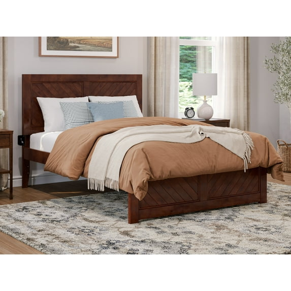 AFI Canyon Cama con Plataforma de Madera Maciza de Nogal con Pie de Cama a Juego, Completo