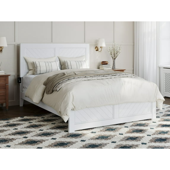 AFI Canyon White Solid Wood Foundation Bed Frame with Matching Footboard, Full