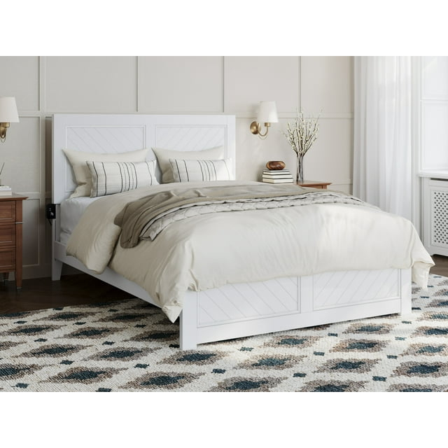 AFI Canyon White Solid Wood Foundation Bed Frame with Matching Footboard, Full