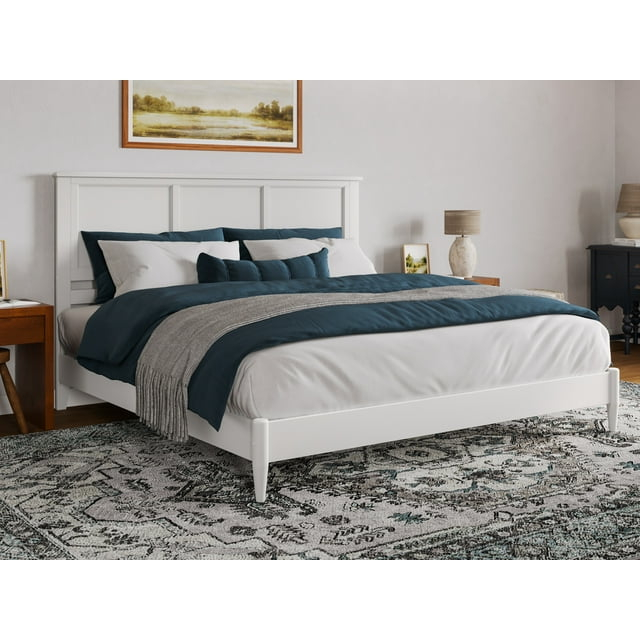 AFI Charlotte King Solid Wood Low Profile Platform Bed, White