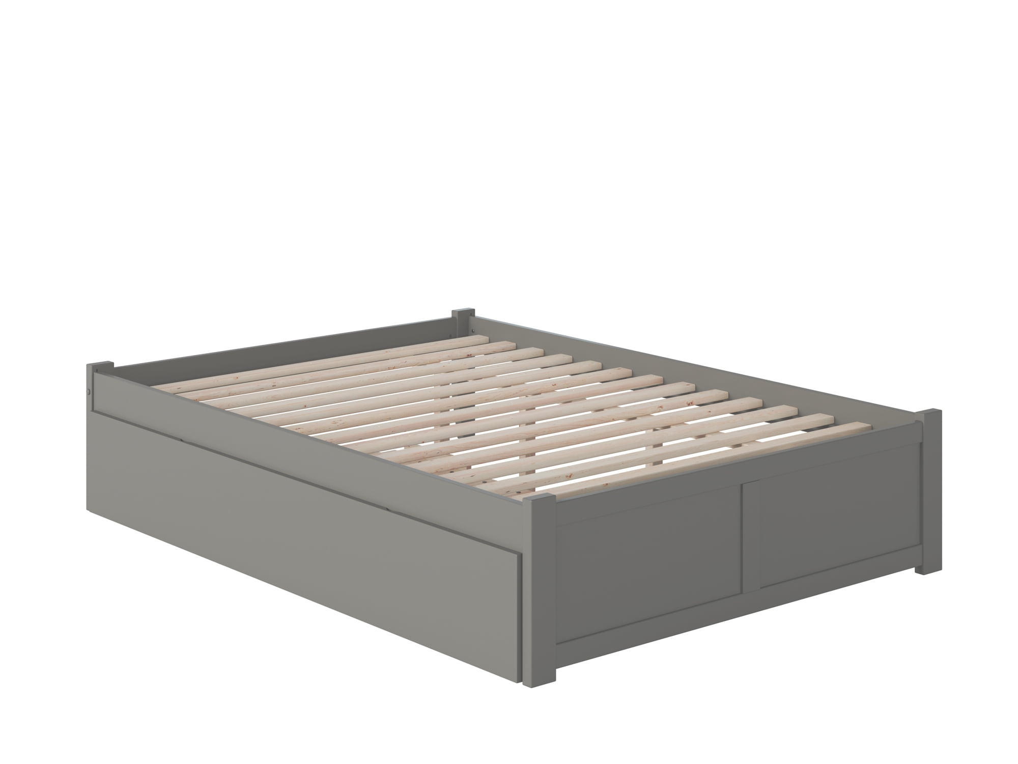 AFI Concord Queen Platform Solid Wood Panel Bed with Trundle in Grey