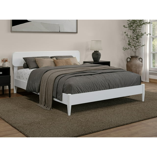 AFI Florence Queen Solid Wood Low Profile Platform Bed, White