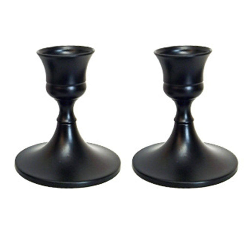 Black Metal Taper Candlestick Holders Set of 2